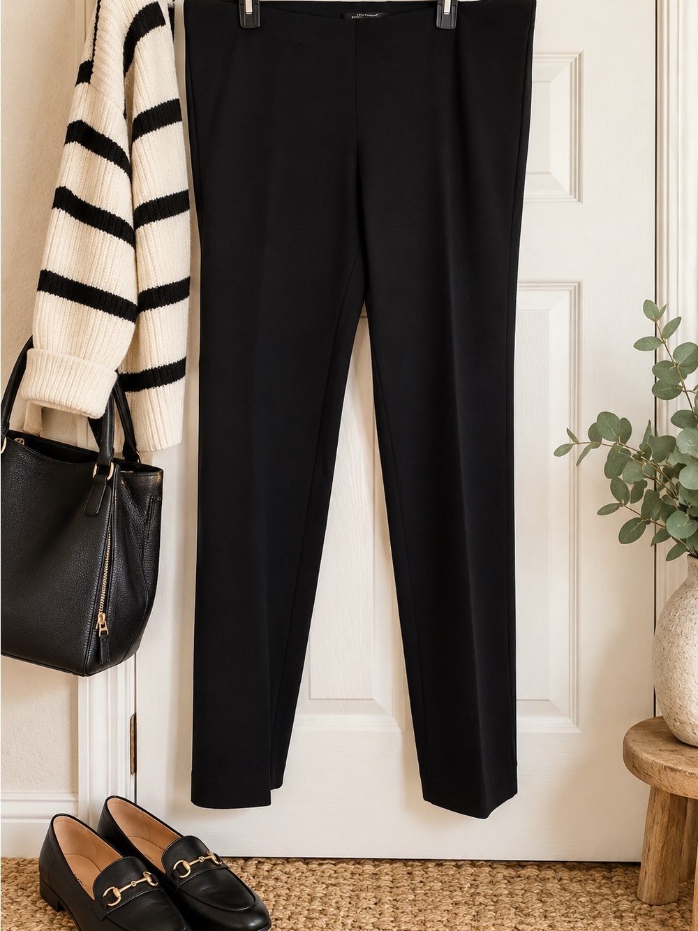 Eileen Fisher Black Straight-Leg Dress Pants